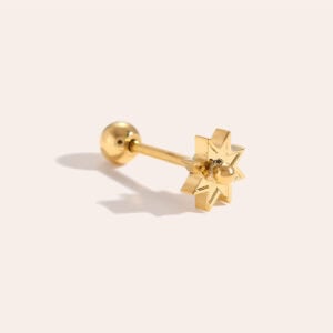 Piercing Ξαστεριά από Ατσάλι 316L σε Σχήμα Μικρού Ανάγλυφου Οκτάκτινου Αστεριού σε Χρυσό ή Ασημί