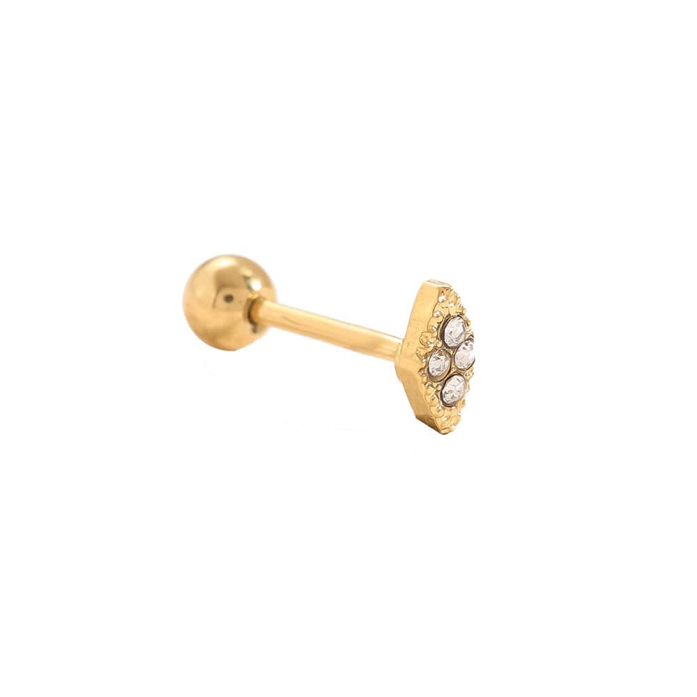 Piercing Θεονόη από Ατσάλι 316L σε Σχήμα Μικρού Ματιού με Ζιργκόν στο Κέντρο του σε Χρυσό ή Ασημί - Image 3