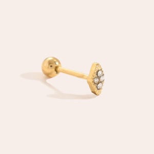 Piercing Θεονόη από Ατσάλι 316L σε Σχήμα Μικρού Ματιού με Ζιργκόν στο Κέντρο του σε Χρυσό ή Ασημί