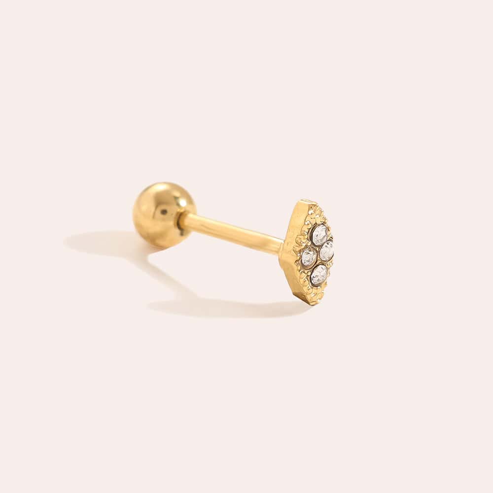 Piercing Θεονόη από Ατσάλι 316L σε Σχήμα Μικρού Ματιού με Ζιργκόν στο Κέντρο του σε Χρυσό ή Ασημί