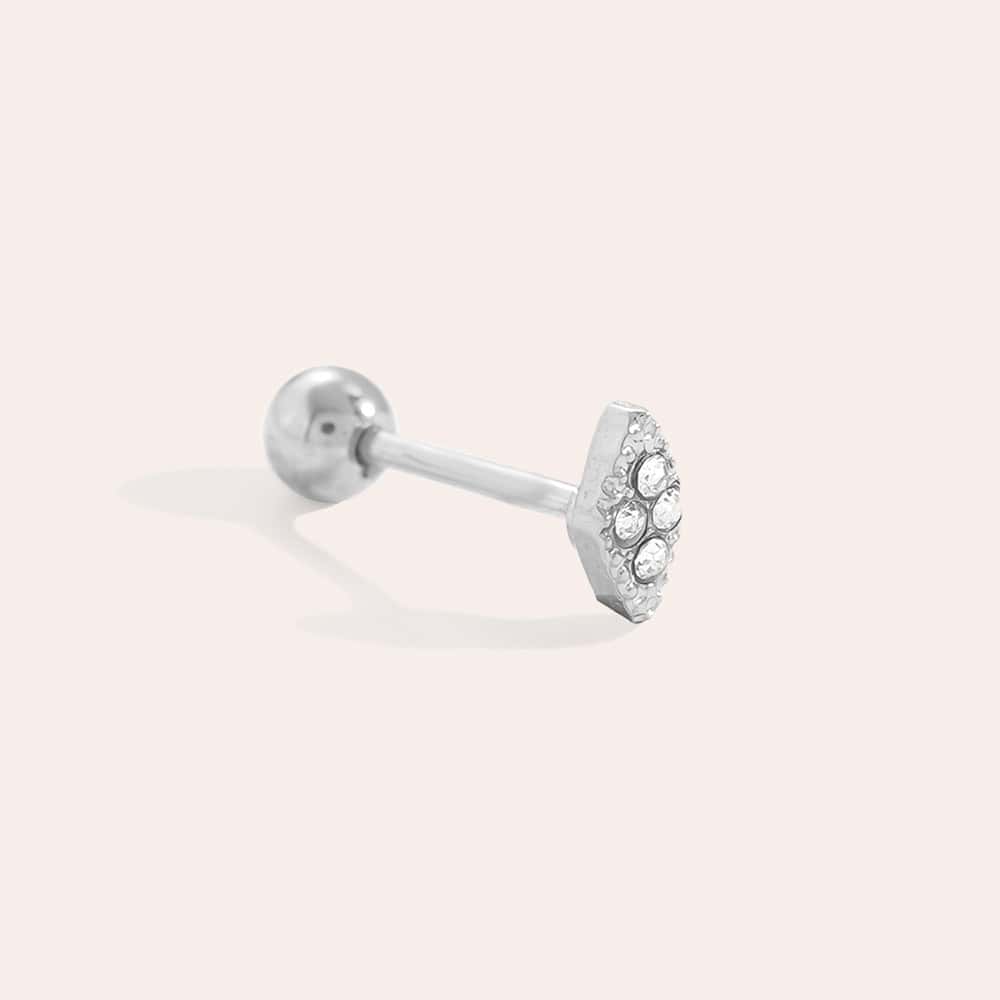 Piercing Θεονόη από Ατσάλι 316L σε Σχήμα Μικρού Ματιού με Ζιργκόν στο Κέντρο του σε Χρυσό ή Ασημί - Image 2