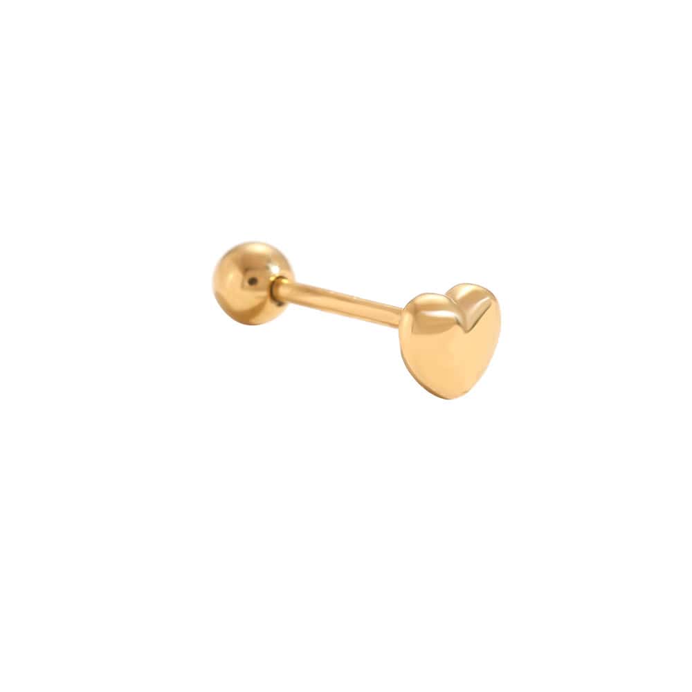 Piercing Καρδιανή από Ατσάλι 316L με Φουσκωτή Καρδιά 6 mm και Βιδωτή Μπίλια σε Χρυσό ή Ασημί - Image 3