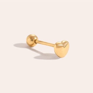 Piercing Ήβη από Ατσάλι 316L με Μικρή Φουσκωτή Καρδιά 4 mm και Βιδωτή Μπίλια σε Χρυσό ή Ασημί
