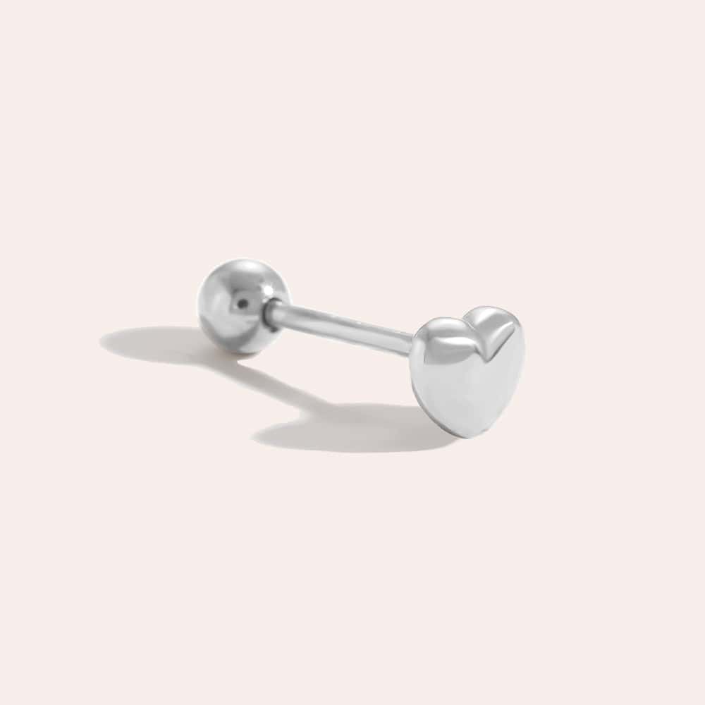 Piercing Καρδιανή από Ατσάλι 316L με Φουσκωτή Καρδιά 6 mm και Βιδωτή Μπίλια σε Χρυσό ή Ασημί - Image 2