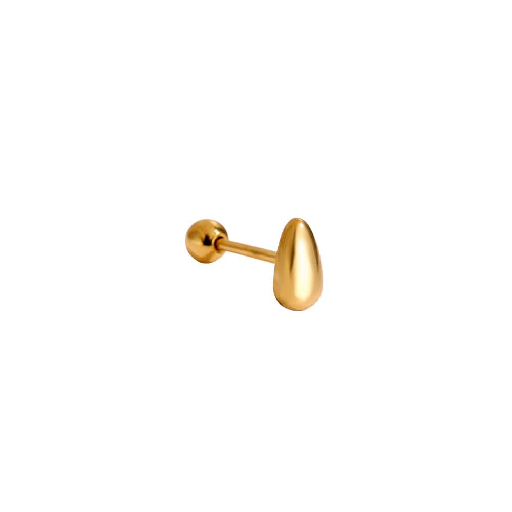 Piercing Ίος από Ατσάλι 316L με Λεία Φουσκωτή Σταγόνα 6 mm και Βιδωτή Μπίλια σε Χρυσό ή Ασημί - Image 3