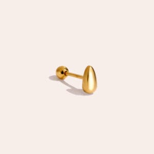 Piercing Ίος από Ατσάλι 316L με Λεία Φουσκωτή Σταγόνα 6 mm και Βιδωτή Μπίλια σε Χρυσό ή Ασημί