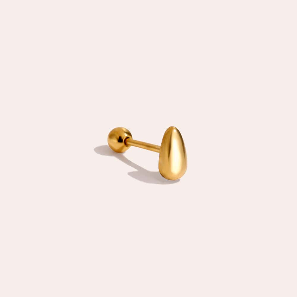 Piercing Ίος από Ατσάλι 316L με Λεία Φουσκωτή Σταγόνα 6 mm και Βιδωτή Μπίλια σε Χρυσό ή Ασημί