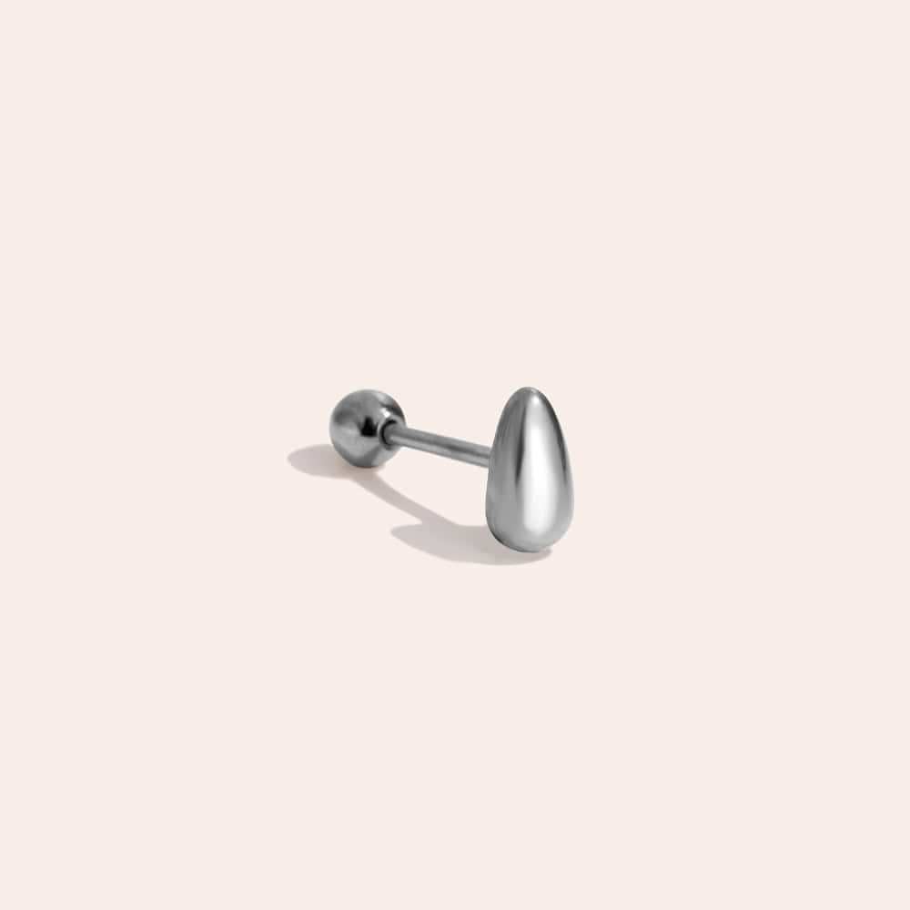 Piercing Ίος από Ατσάλι 316L με Λεία Φουσκωτή Σταγόνα 6 mm και Βιδωτή Μπίλια σε Χρυσό ή Ασημί - Image 2