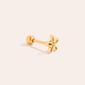 Piercing Κάλλα από Ατσάλι 316L με Μικρό Λουλούδι 6 mm, Ζιργκόν στο Κέντρο και Βιδωτή Μπίλια σε Χρυσό ή Ασημί