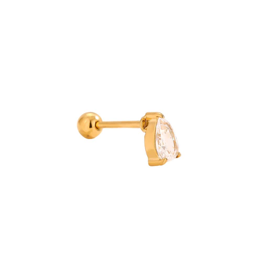 Piercing Κίμωλος από Ατσάλι 316L με Ζιργκόν σε Σχήμα Σταγόνας 6 mm και Βιδωτή Μπίλια σε Χρυσό ή Ασημί - Image 3
