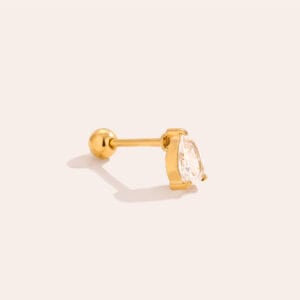 Piercing Κίμωλος από Ατσάλι 316L με Ζιργκόν σε Σχήμα Σταγόνας 6 mm και Βιδωτή Μπίλια σε Χρυσό ή Ασημί