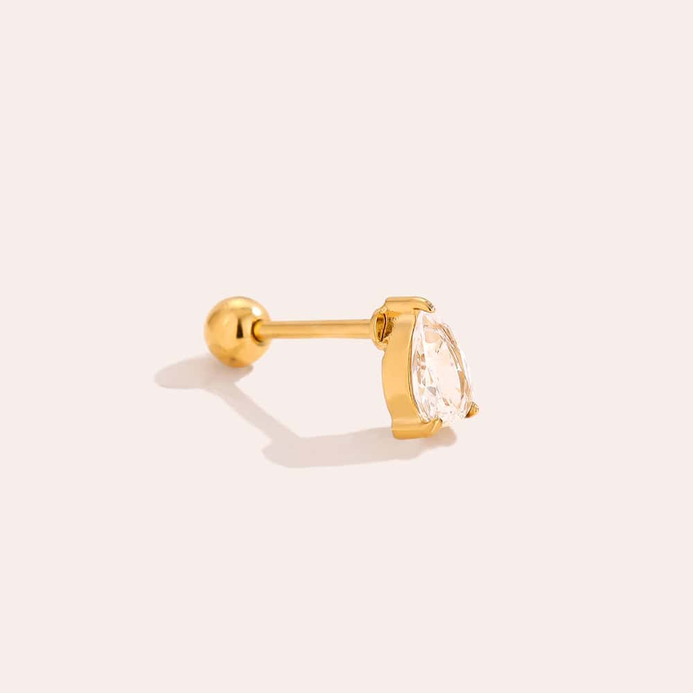 Piercing Κίμωλος από Ατσάλι 316L με Ζιργκόν σε Σχήμα Σταγόνας 6 mm και Βιδωτή Μπίλια σε Χρυσό ή Ασημί