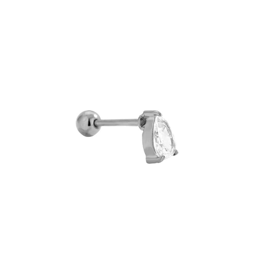 Piercing Κίμωλος από Ατσάλι 316L με Ζιργκόν σε Σχήμα Σταγόνας 6 mm και Βιδωτή Μπίλια σε Χρυσό ή Ασημί - Image 5