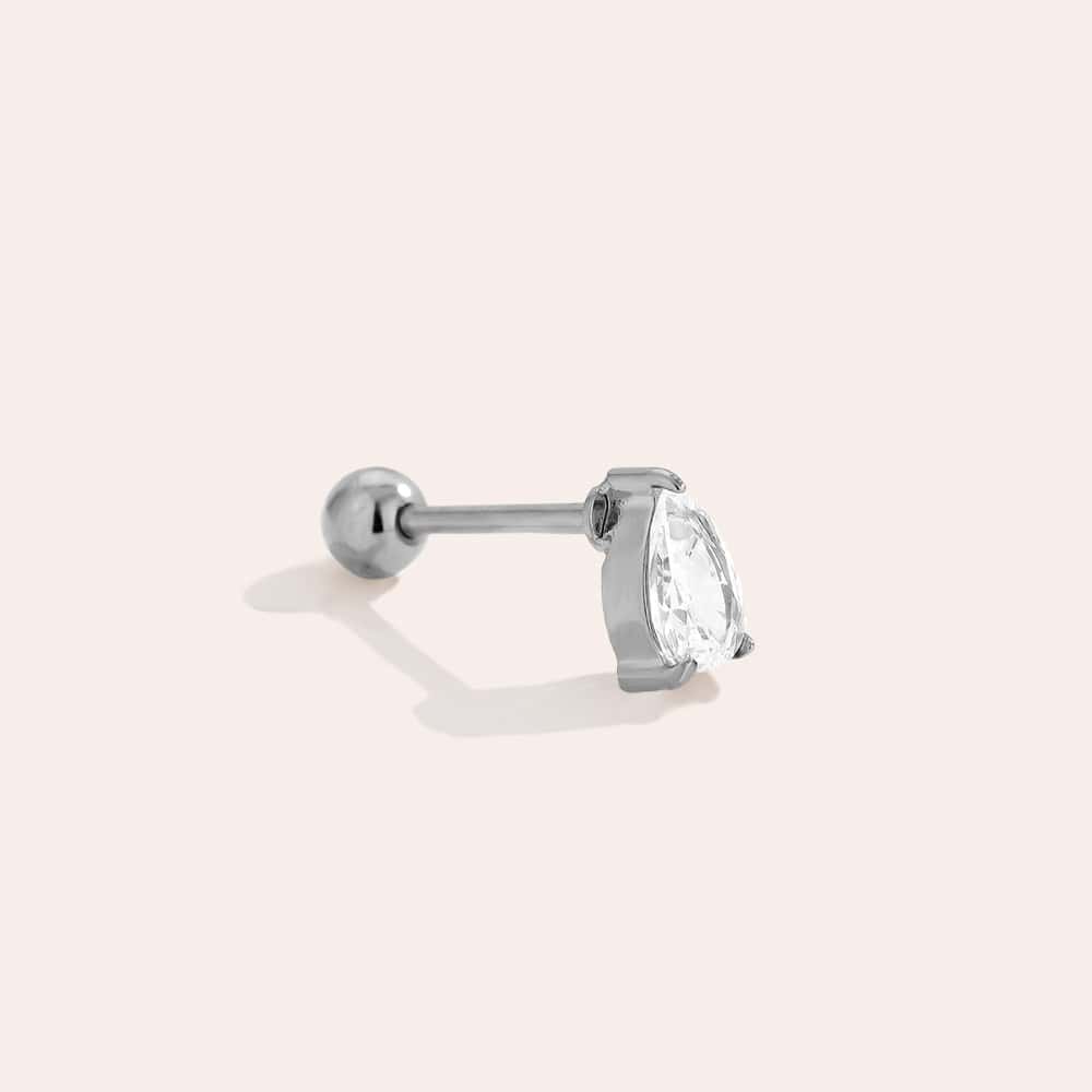 Piercing Κίμωλος από Ατσάλι 316L με Ζιργκόν σε Σχήμα Σταγόνας 6 mm και Βιδωτή Μπίλια σε Χρυσό ή Ασημί - Image 2