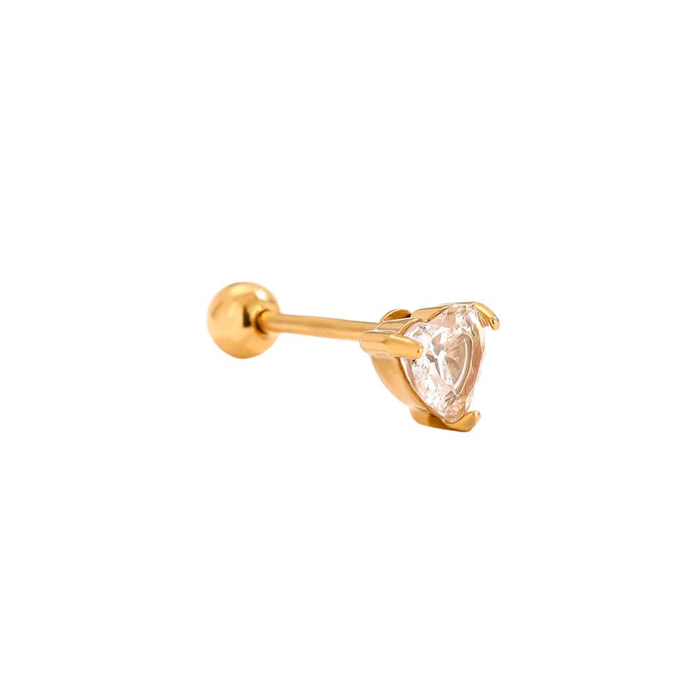 Piercing Λωτός από Ατσάλι 316L με Ζιργκόν σε Σχήμα Καρδιάς 5 mm και Βιδωτή Μπίλια σε Χρυσό ή Ασημί - Image 3