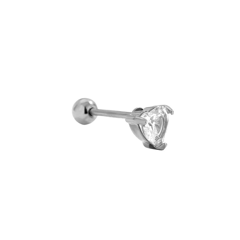 Piercing Λωτός από Ατσάλι 316L με Ζιργκόν σε Σχήμα Καρδιάς 5 mm και Βιδωτή Μπίλια σε Χρυσό ή Ασημί - Image 5