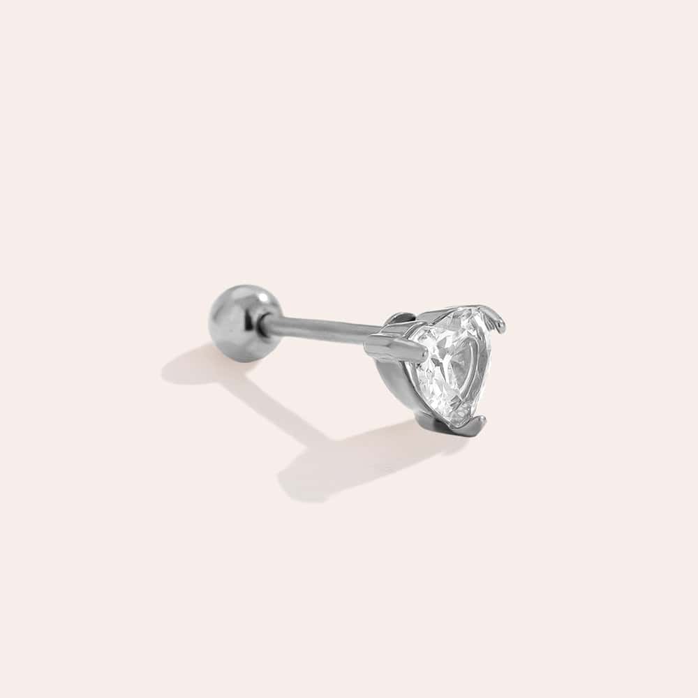 Piercing Λωτός από Ατσάλι 316L με Ζιργκόν σε Σχήμα Καρδιάς 5 mm και Βιδωτή Μπίλια σε Χρυσό ή Ασημί - Image 2