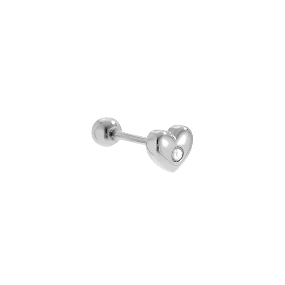Piercing Αγκίστρι από Ατσάλι 316L με Φουσκωτή Καρδιά 4 mm και Ζιργκόν στο Κέντρο της σε Χρυσό ή Ασημί - Image 5
