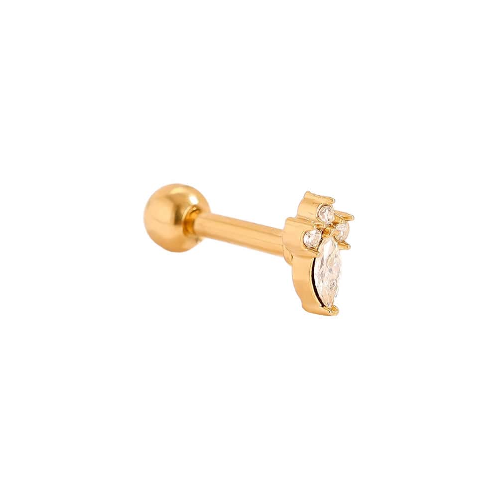 Piercing Ηλέκτρα από Ατσάλι 316L με Ζιργκόν Ναβέτα και Στέμμα από Μικρές Πέτρες 5 mm σε Χρυσό ή Ασημί - Image 3