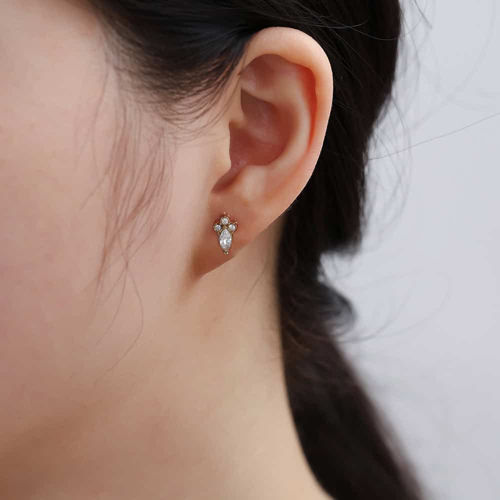 Piercing Ηλέκτρα από Ατσάλι 316L με Ζιργκόν Ναβέτα και Στέμμα από Μικρές Πέτρες 5 mm σε Χρυσό ή Ασημί - Image 4