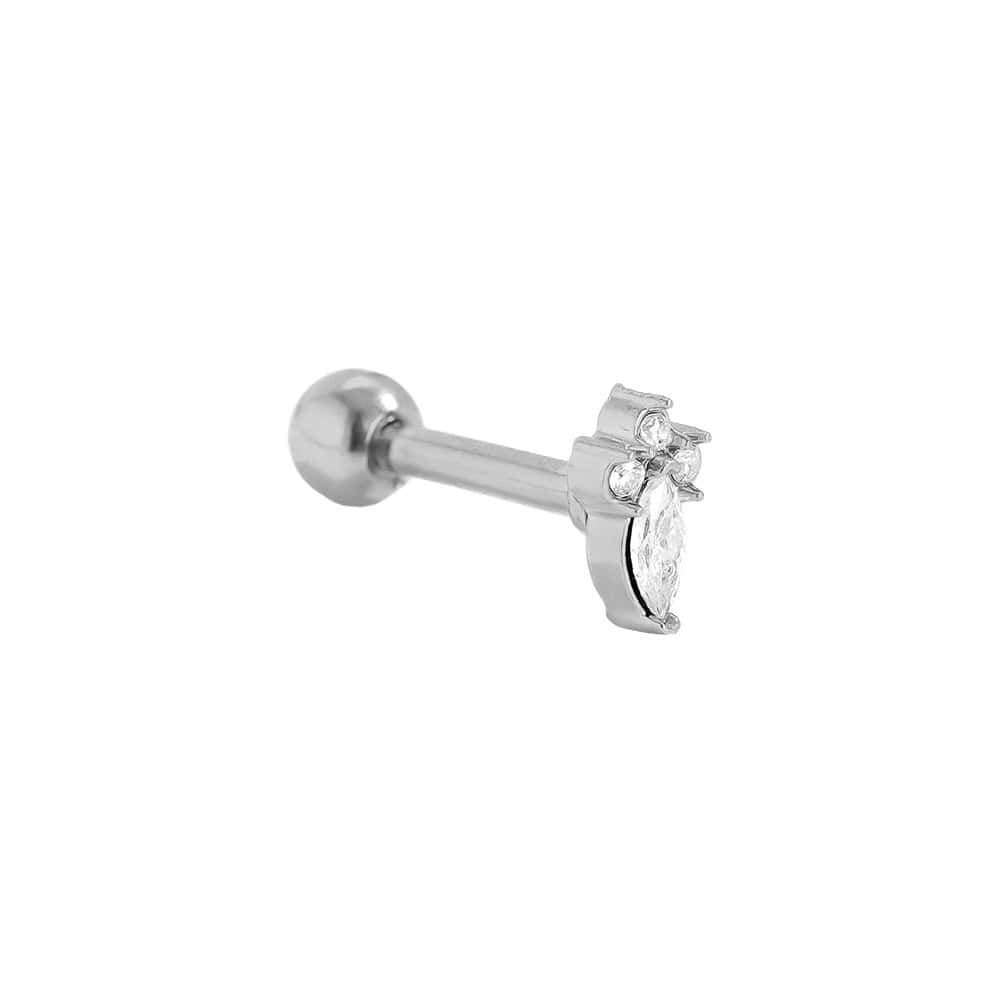 Piercing Ηλέκτρα από Ατσάλι 316L με Ζιργκόν Ναβέτα και Στέμμα από Μικρές Πέτρες 5 mm σε Χρυσό ή Ασημί - Image 5