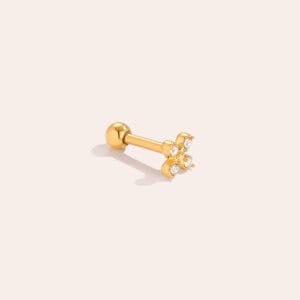 Piercing Αίγινα από Ατσάλι 316L με Μικρό Σταυρό από Τέσσερα Ζιργκόν 4 mm σε Χρυσό ή Ασημί