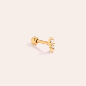 Piercing Δήλος από Ατσάλι 316L με Τρία Ζιργκόν σε Κάθετη Σειρά 5 mm σε Χρυσό ή Ασημί