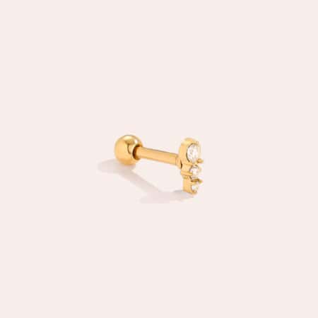 Piercing Δήλος από Ατσάλι 316L με Τρία Ζιργκόν σε Κάθετη Σειρά 5 mm σε Χρυσό ή Ασημί