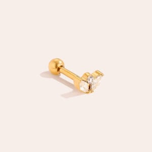 Piercing Βασιλική από Ατσάλι 316L με Μικρό Στέμμα από Ζιργκόν 5 mm σε Χρυσό ή Ασημί