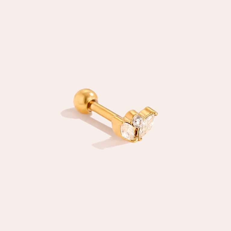 Piercing Βασιλική από Ατσάλι 316L με Μικρό Στέμμα από Ζιργκόν 5 mm σε Χρυσό ή Ασημί