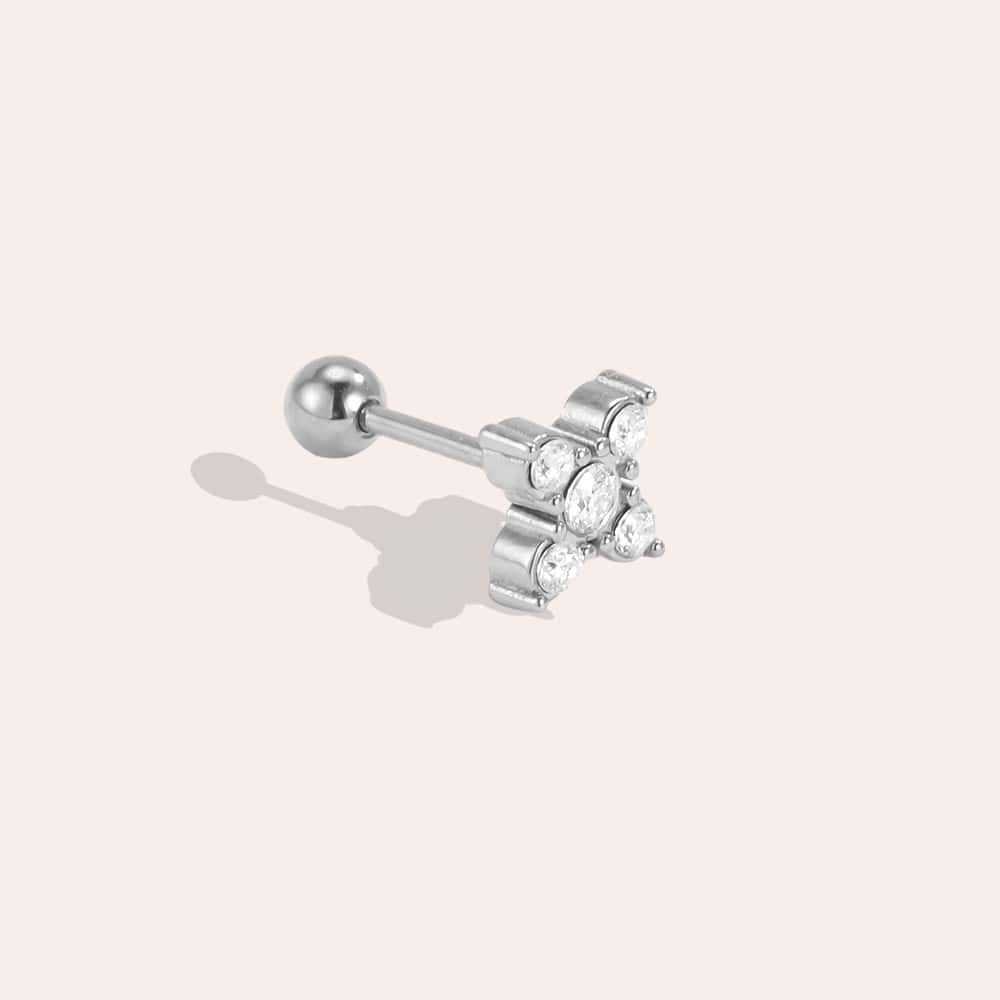 Piercing Ερεικούσα από Ατσάλι 316L με Σύνθεση από Ζιργκόν σε Σχήμα Λουλουδιού 12 mm σε Χρυσό ή Ασημί - Image 2