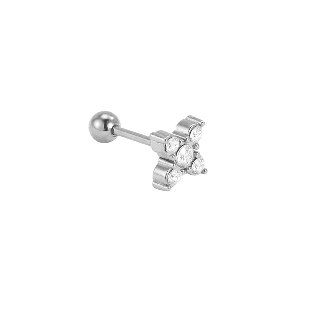 Piercing Ερεικούσα από Ατσάλι 316L με Σύνθεση από Ζιργκόν σε Σχήμα Λουλουδιού 12 mm σε Χρυσό ή Ασημί - Image 5