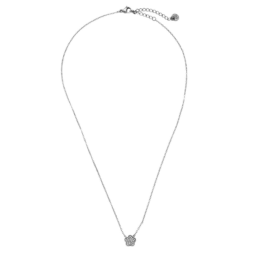 Πολύ Λεπτό Κολιέ Γλυσίνα από Ατσάλι 316L με Μικροσκοπικό Λουλούδι Στρωμένο με Ζιργκόν 40 cm σε Ασημί - Image 2