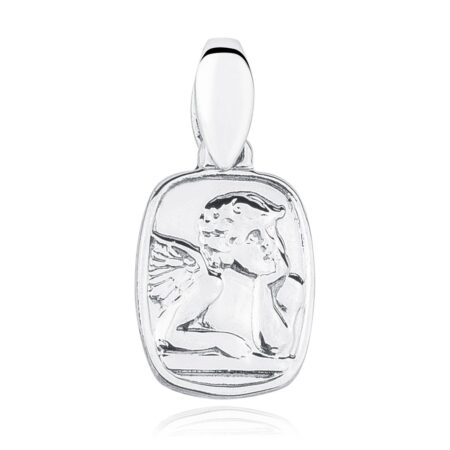 Μενταγιόν Άγγελος από Ροδιωμένο Ασήμι 925 21 × 10 mm – Με Αλυσίδα 42–45 cm