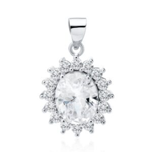 Μενταγιόν με Πλαίσιο Ζιργκόν 22 x 14 mm σε Χρυσό 14K ή Ασημί – Με Αλυσίδα 42–45 cm