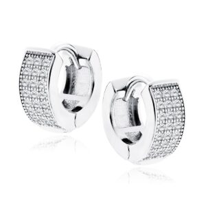 Κρίκοι Ασήμι 925 με Λευκά Ζιργκόν 10 mm Πλάτους 5 mm σε Χρυσό ή Ασημί