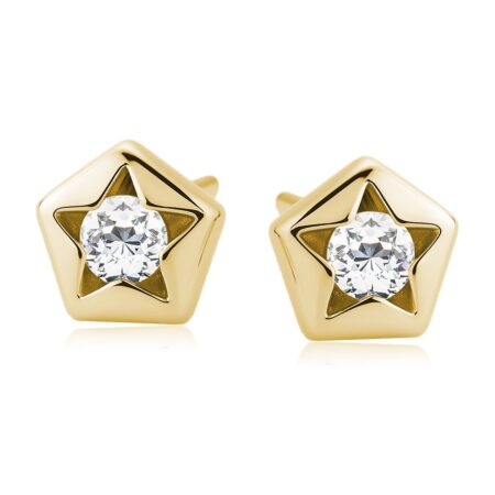 Μίνι Καρφωτά Σκουλαρίκια Αστέρι 5 x 5 mm με Ζιργκόν σε Χρυσό ή Ροζ Χρυσό